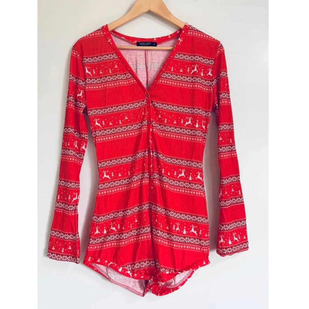 Yandy Bundle - Red Romper & Ho Ho Ho(e) Holiday Pj Bottoms Medium - Image 4