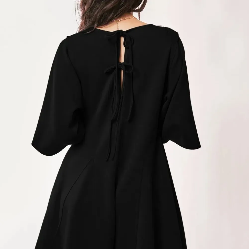 Davi‎ & Dani Solid Draped Sleeve Ties Back Skort Romper - Image 4