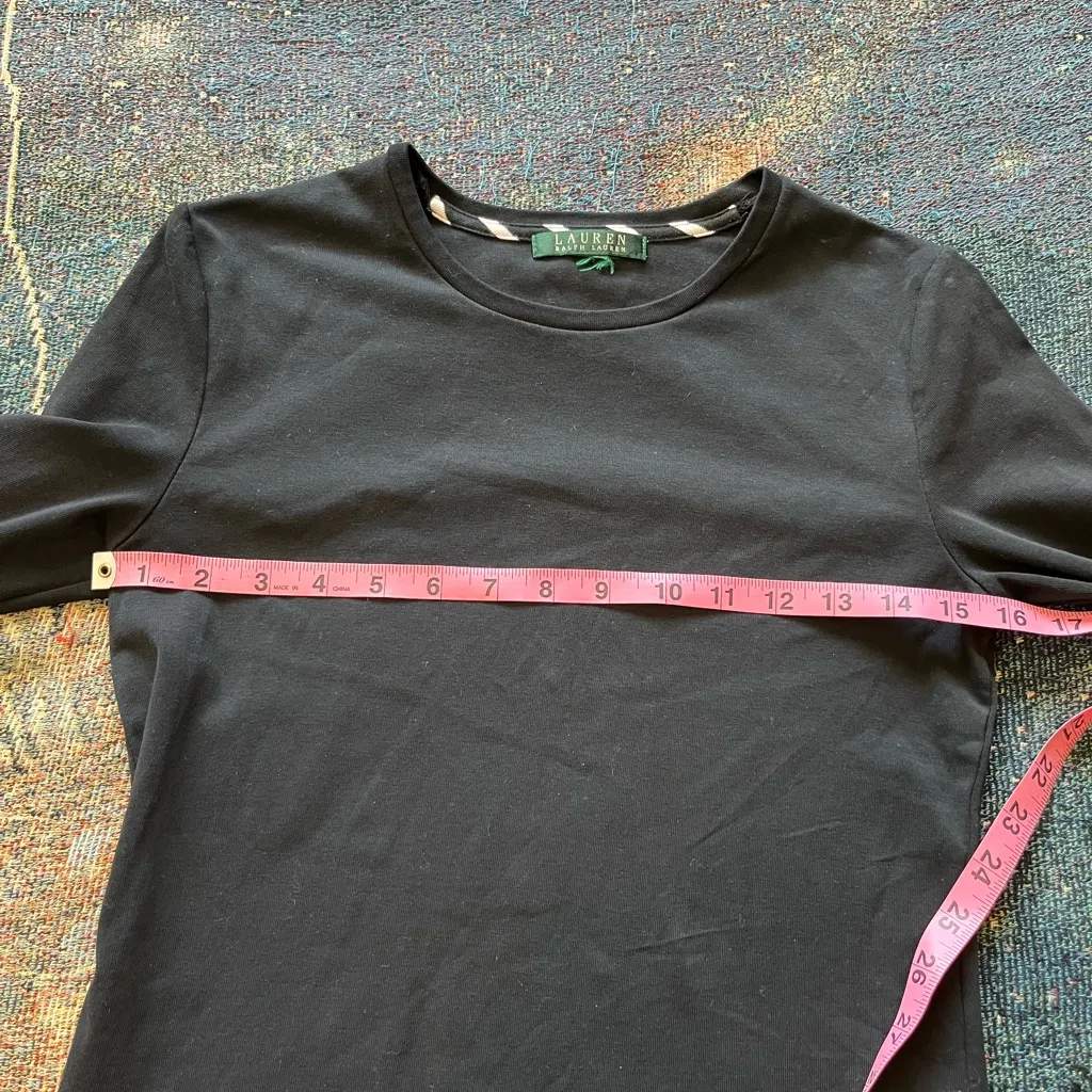 Lauren Ralph Lauren Black Cotton Crew Neck Long Sleeve Top Women’s S Preppy Y2K - Image 12