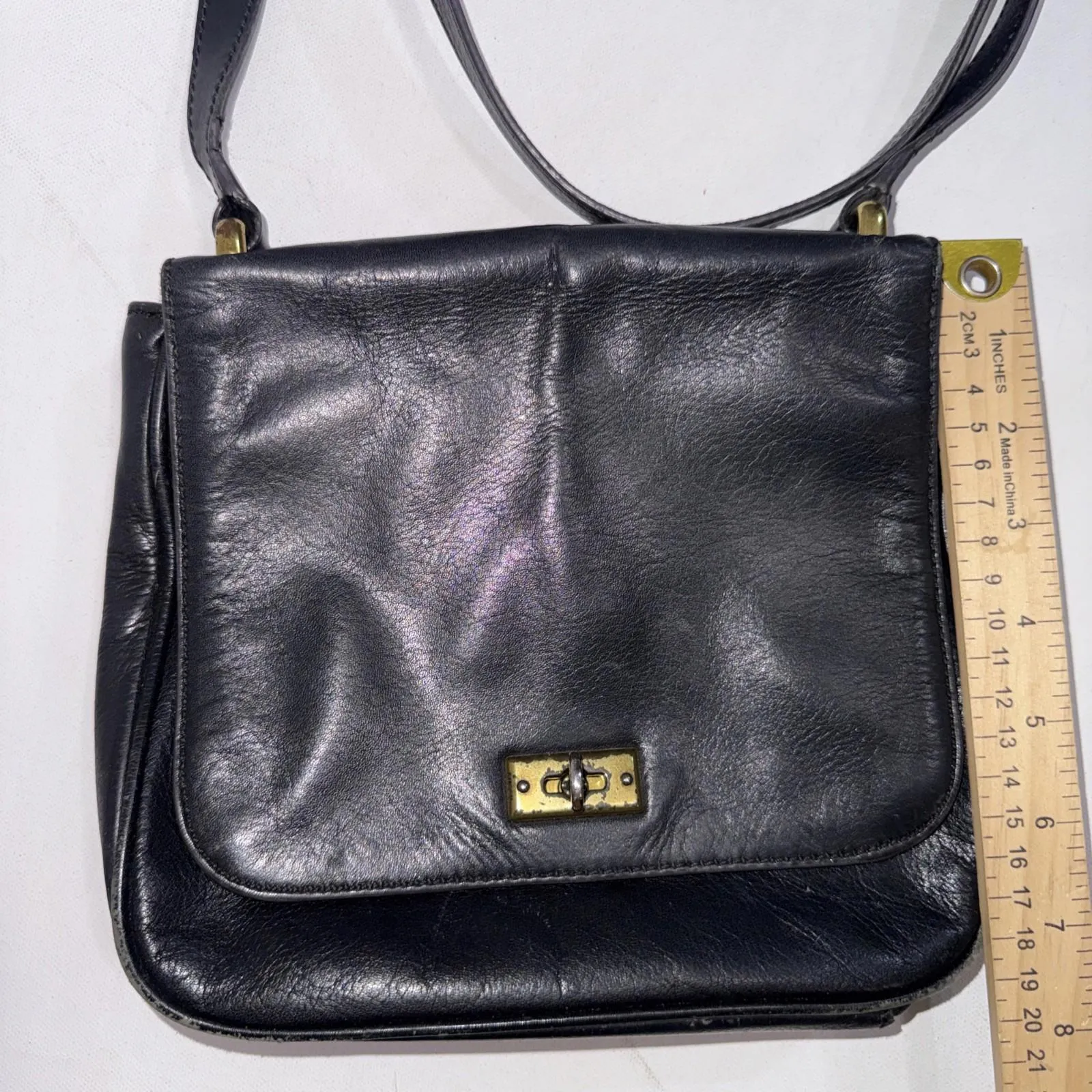 Vintage Fossil Old Money Minimalist Cowhide Leather Saddlebag Crossbody Purse - Image 11