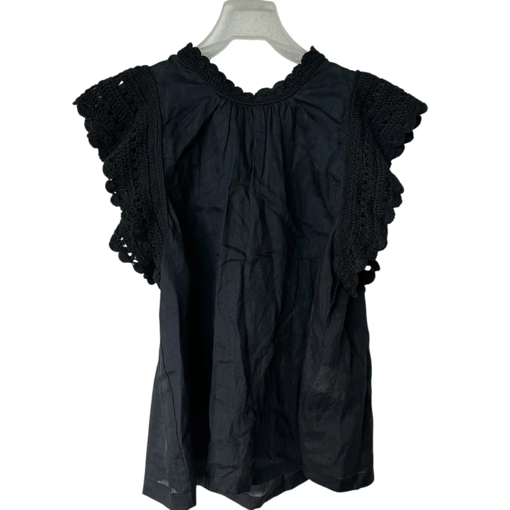 Ulla Johnson Handmade Kai Ramie black flounce Goth feminine blouse 10 - Image 2
