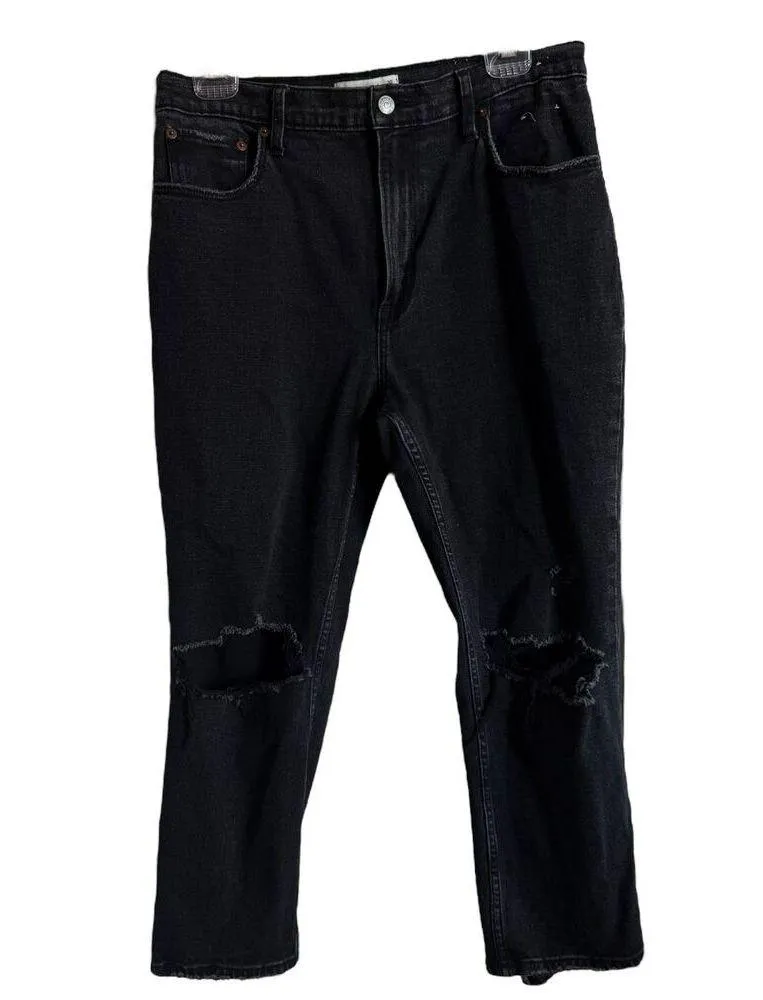 Abercrombie & Fitch Womens Jean 30 10 Short Ankle Straight Ultra High Rise Black - Image 2