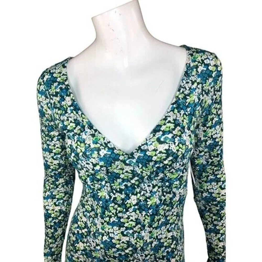 BP. Nordstrom Women's XS Green Moss Hannah Kate V-Neck Long Sleeve Dress NWT - Image 2