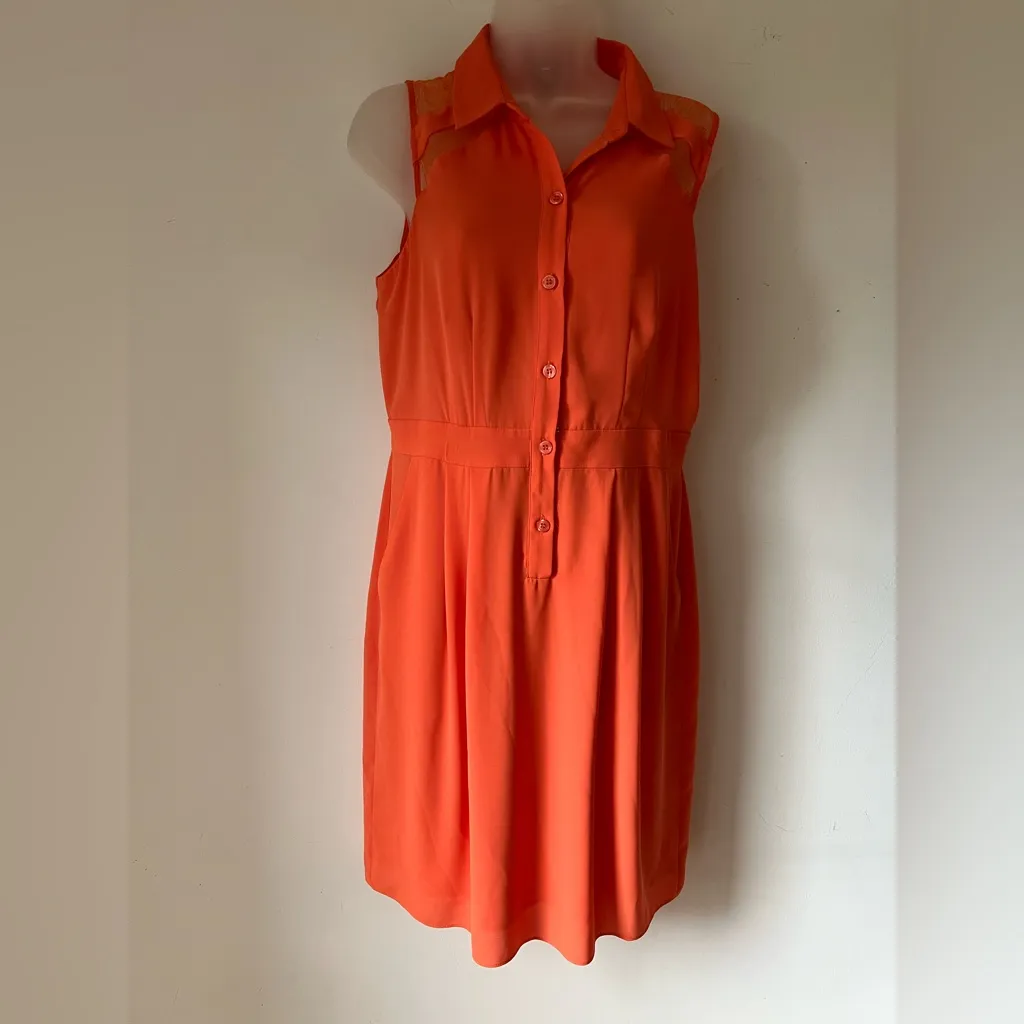 Muse Women’s Orange Sleeveless Button Front Lace Back Dress Size 6 - Image 5