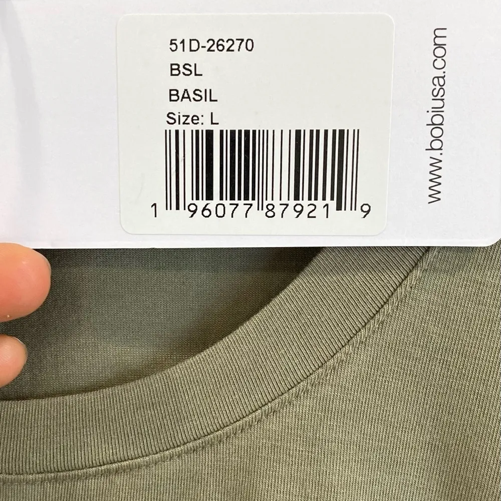 Bobi  Olive Midi Dress side scrunchie NWT short sleeve - Image 4