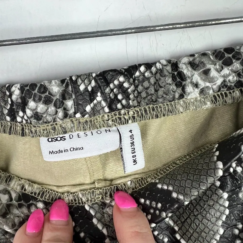 ASOS Design Faux Leather Flare Pants in Snake Print Concert Size 4 EUC T2558 - Image 4