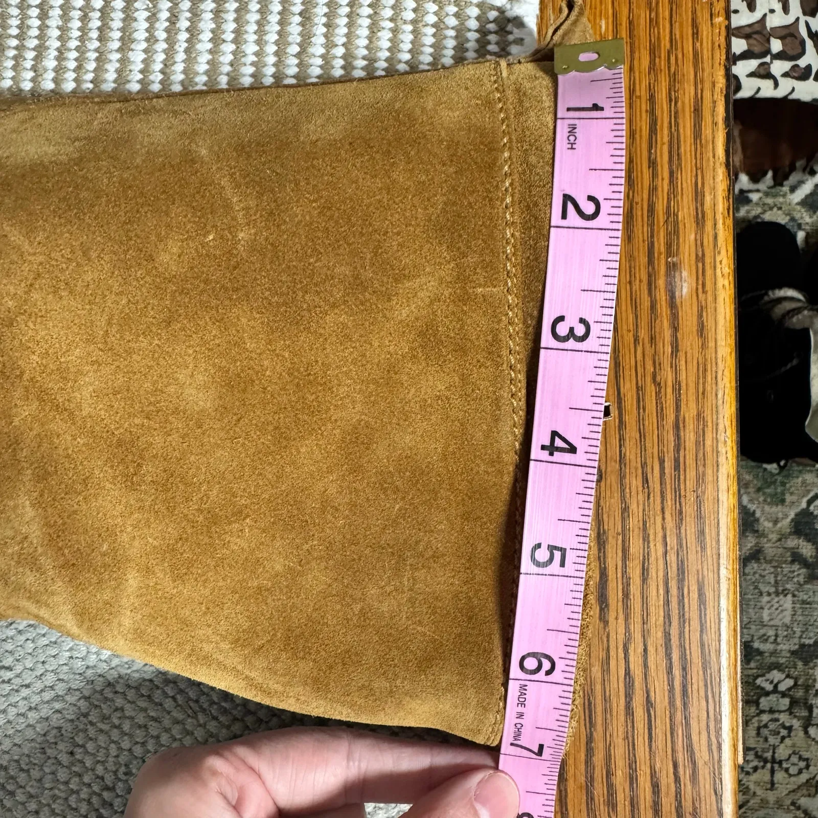 Plaginsa 90s Suede Leather Boot Women 8M Camel Brown Y2K Bratz Capsule Wardrobe Size 8 - Image 5