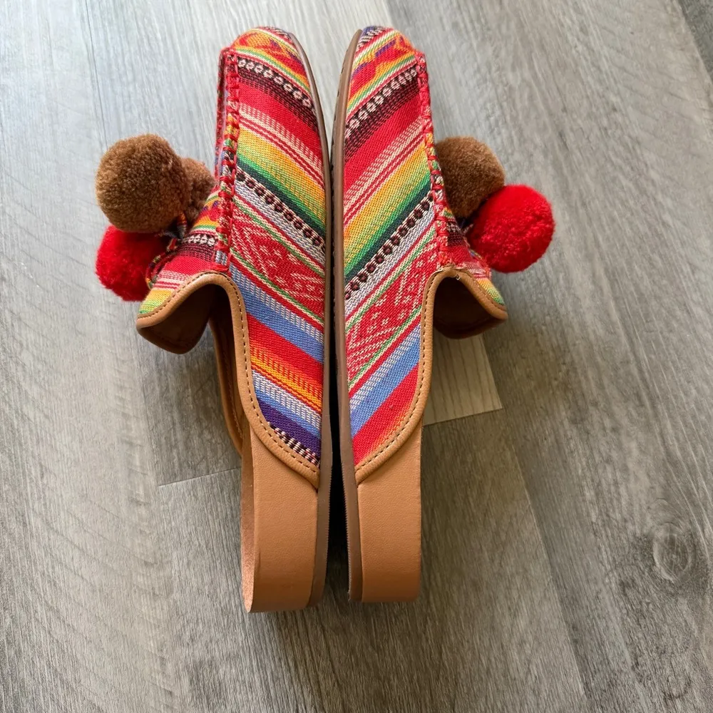 Gianni Bini Slides Southwestern Pom Pom Slip On Mules Shoes - Image 6