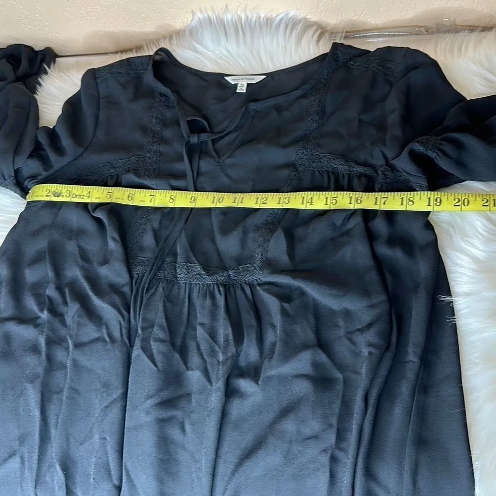 Max Studio  Sheer Black Long Sleeve Tunic Top Size Medium - Image 6