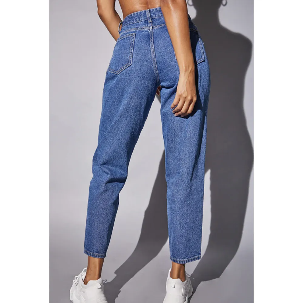 PrettyLittleThing Mid Blue Wash Basic Dad Jeans, Size 6​​​​​​​​​ - Image 2