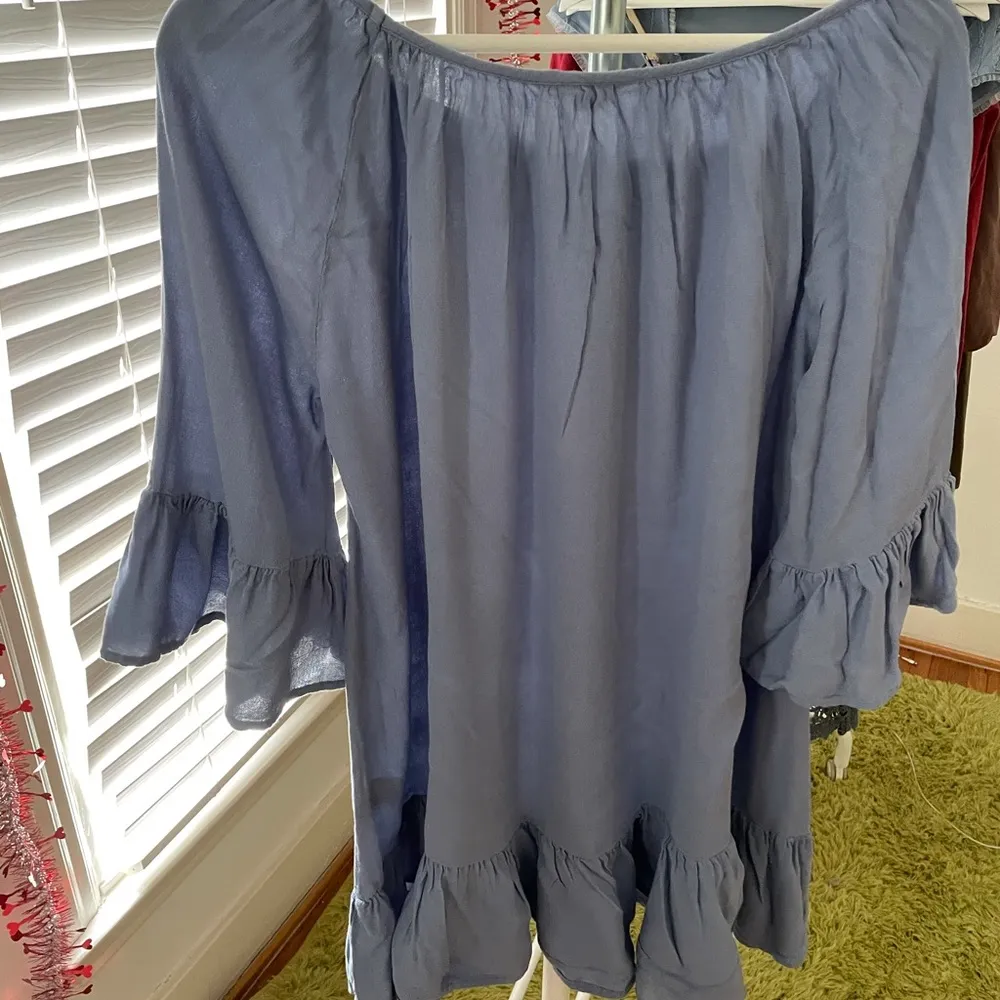Jack by BB Dakota blue rayon bell sleeves boho fit & flare mini dress, size XS - Image 3