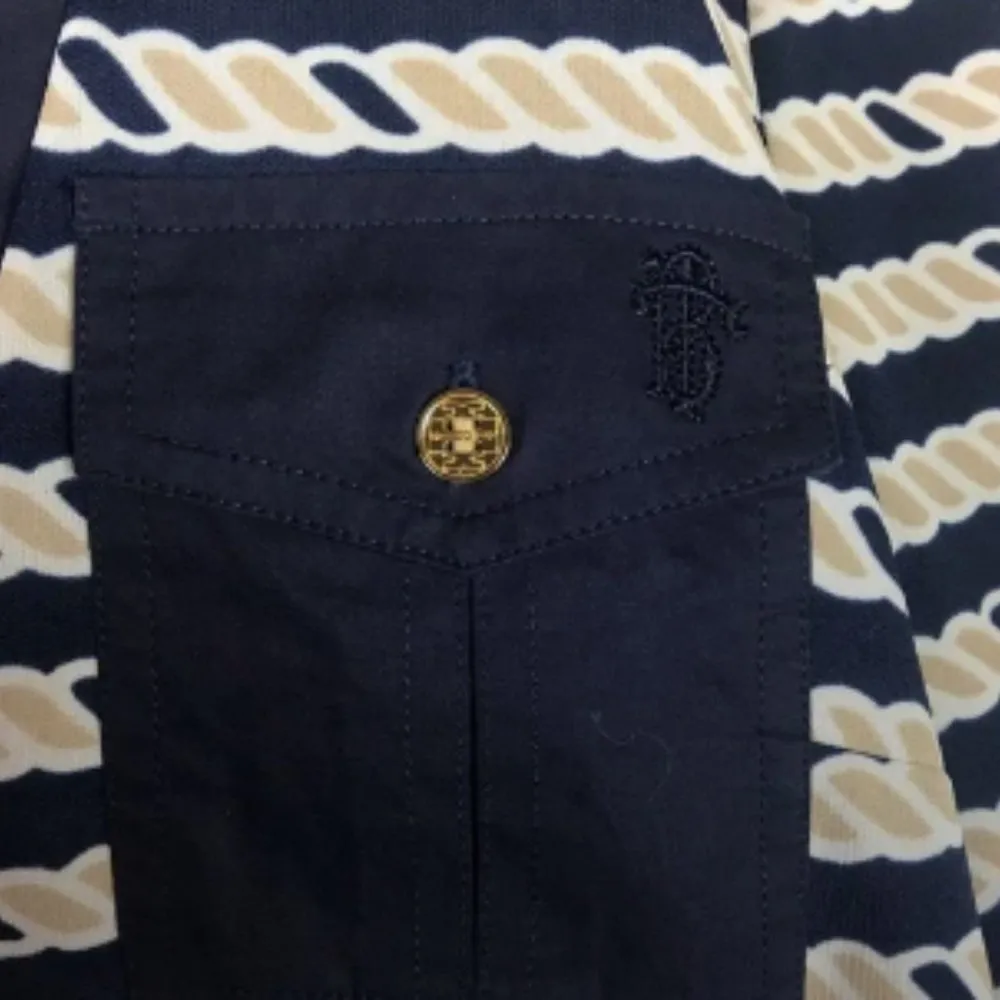 Tory Burch Suzette Shirt dress nautical navy rope size small - Image 11