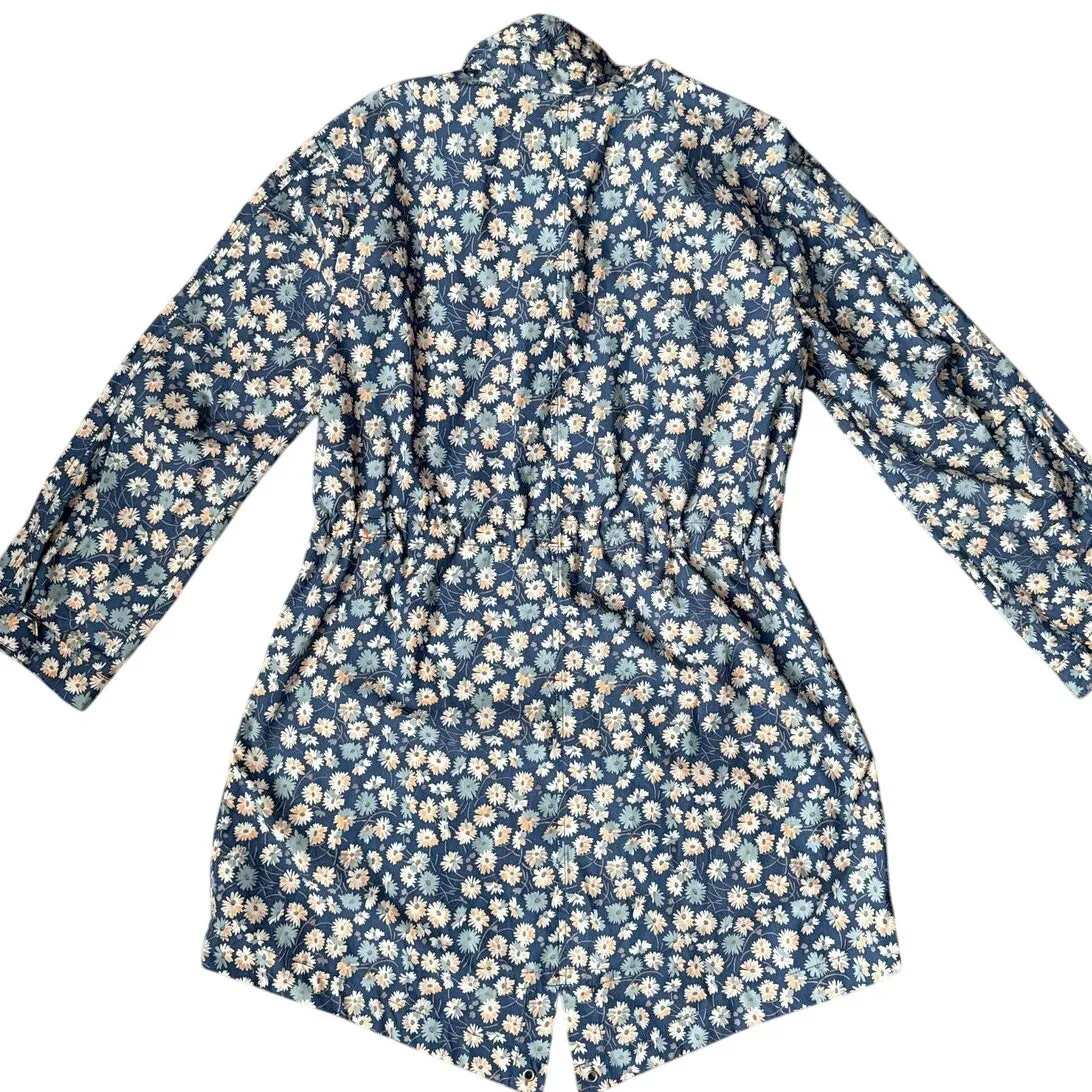 Madewell Preppy Ruffle-Neck Anorak‎ Raincoat French Floral Blue Moon Size Smalll - Image 11
