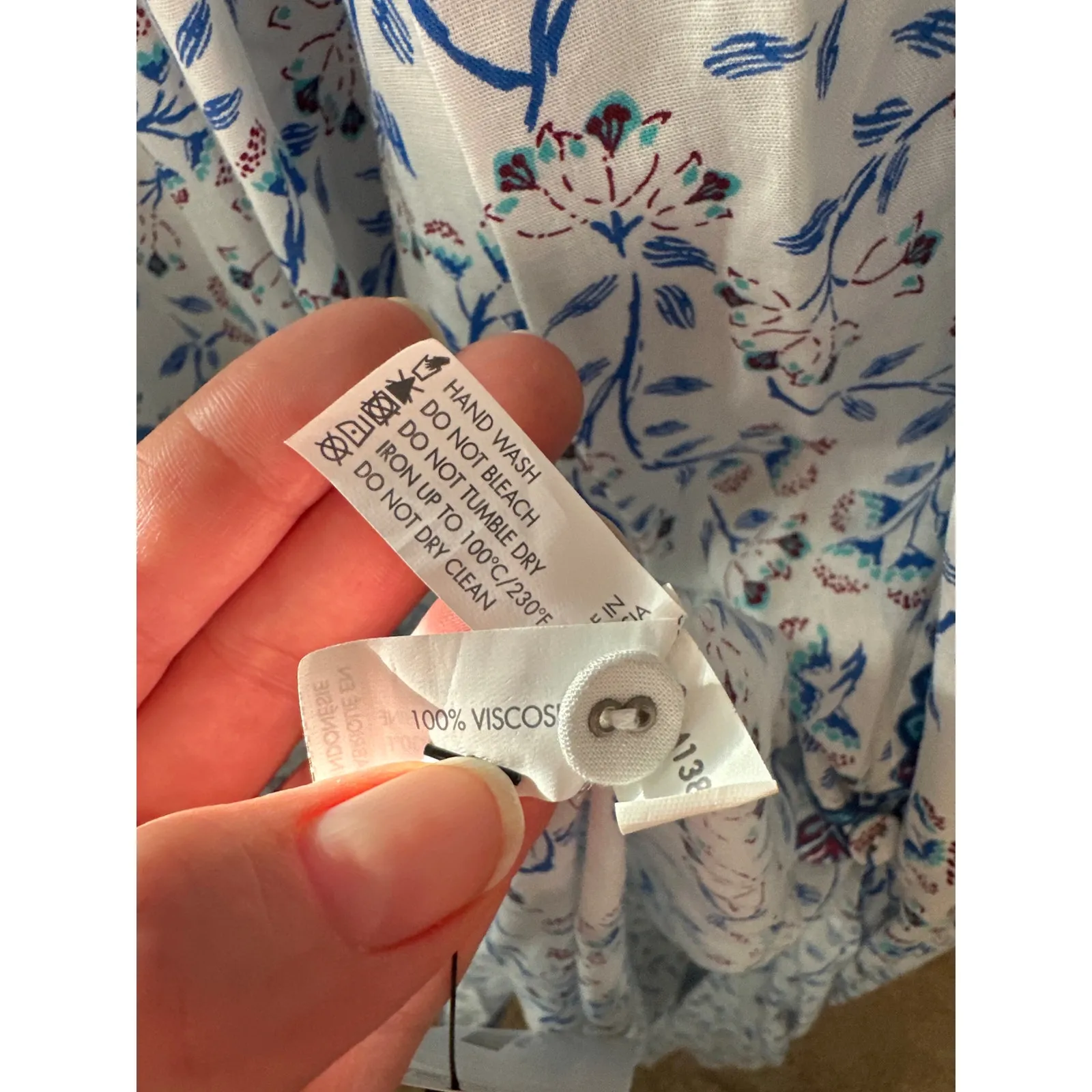 Poupette St Barth Della Blue Floral Midi Dress Smocked Waist XS - Image 11