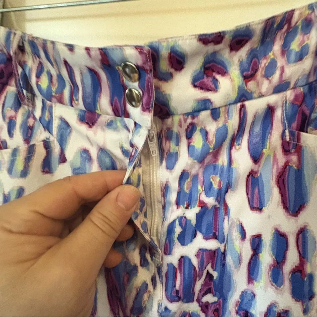 GG Blue Stylish purple Multicolor Leopard Print Skirt with shorts size 4 - Image 4