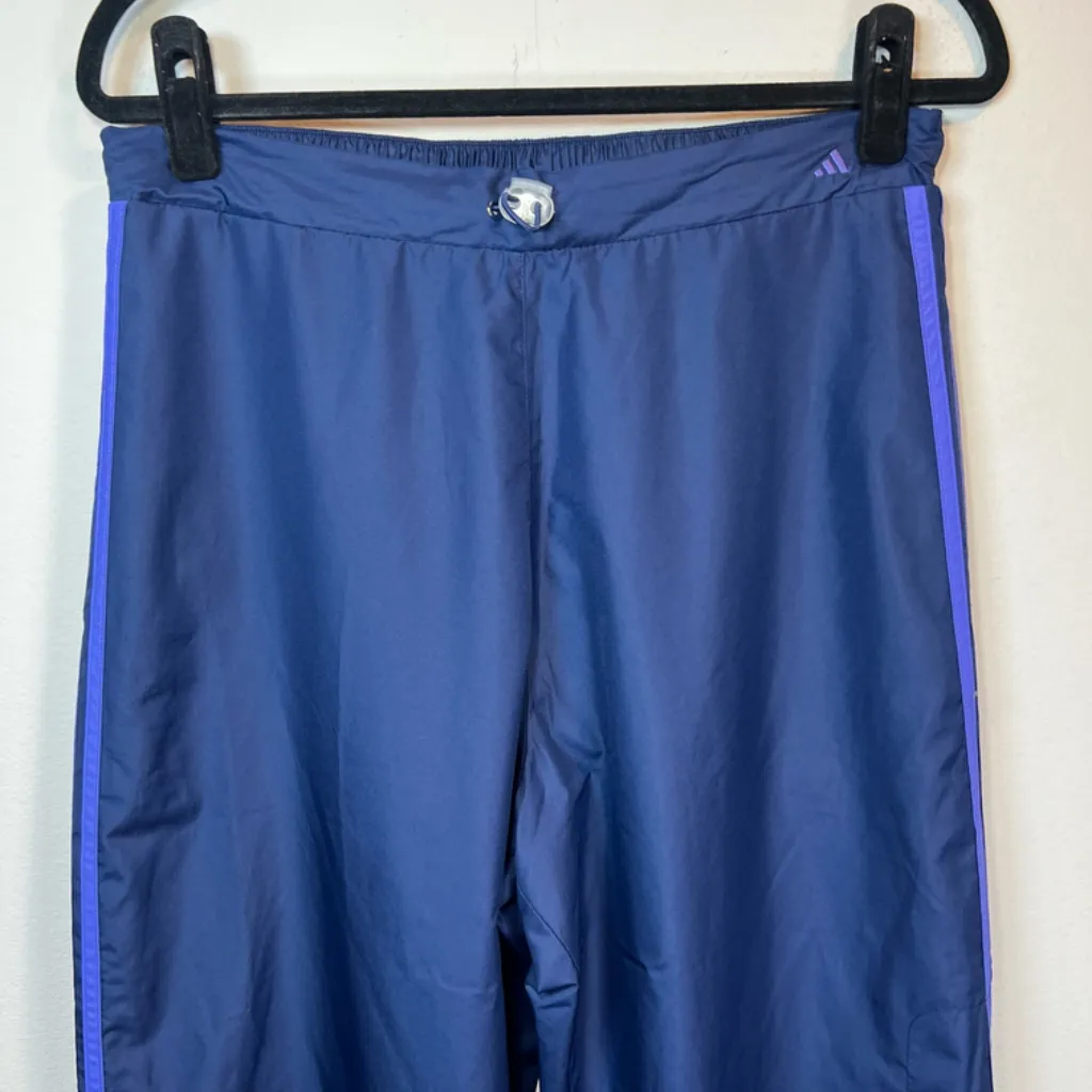 Adidas Women's Vintage Mesh Lined Track Pants Blue  3 White Stripes Zip Ankle XL - Image 2