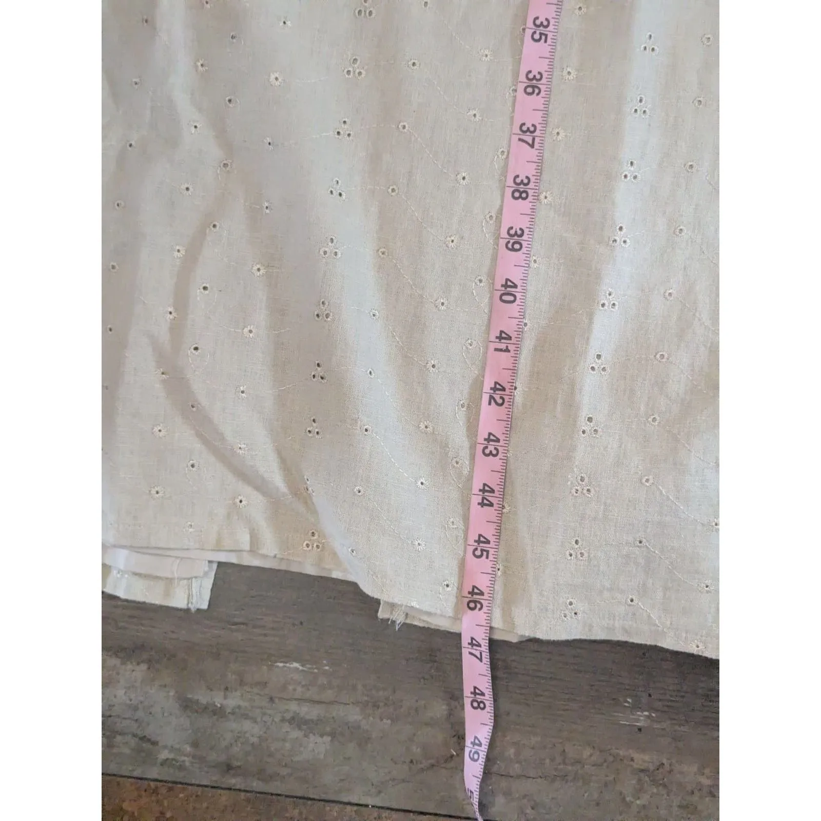 Sag Harbor Petite 14P Linen Sheath Dress Embroidered Eyelet Beige Tan Minimalist - Image 7