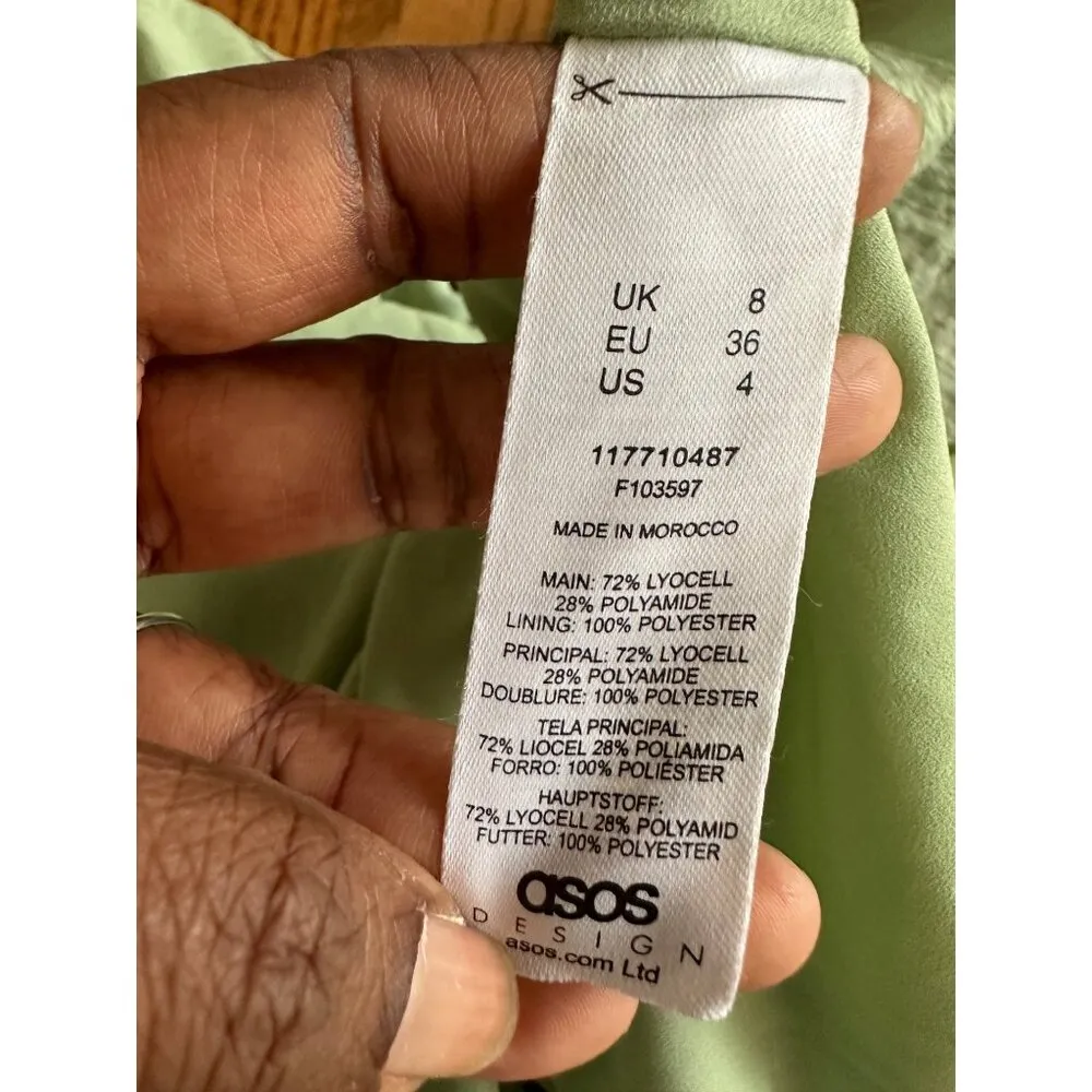 Asos Design Sage Green Draped Sleeve Wrap Skirt Maxi Dress UK 8 EU 36 US 4 - Image 13