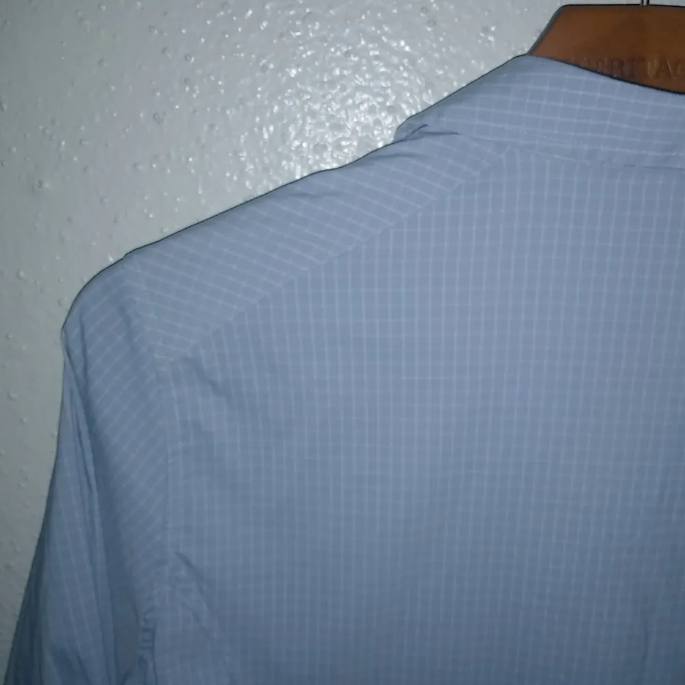 Oobe S Robin's Egg Blue Fitted Woven Checked Button Down Shirt - Image 2