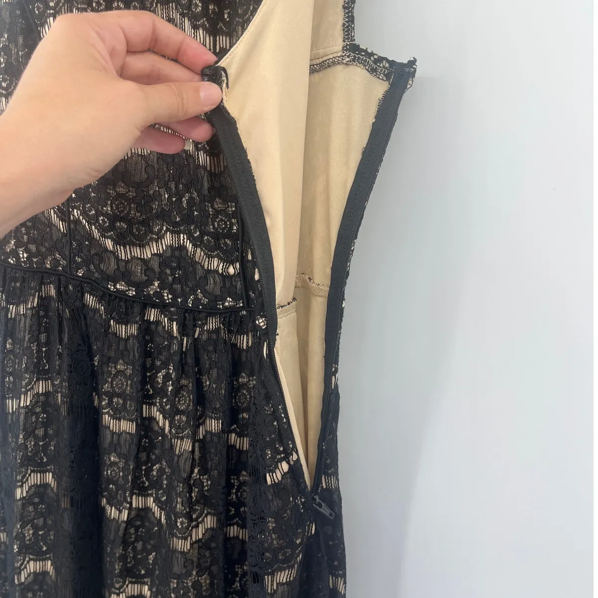 Y2K Goth Coquette Lace Overlay Dress Sz L Party Vampy Edgy Hoco City Triangles - Image 5