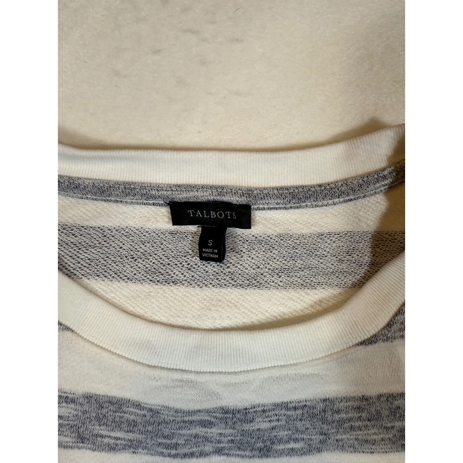 Talbots Women's Striped Button Detail Long Sleeve Top Pullover - Image 4