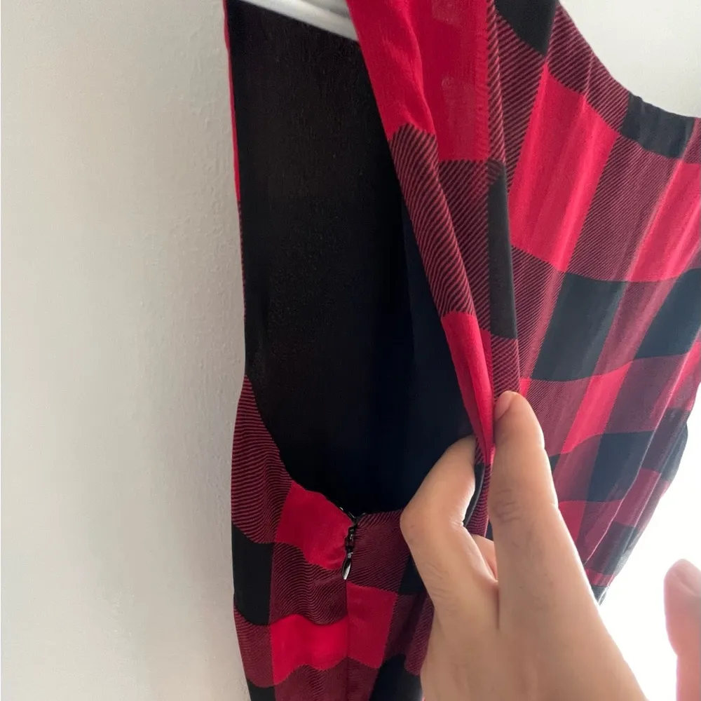 Talbots Petite Red and Black Checkered Dress - Image 7