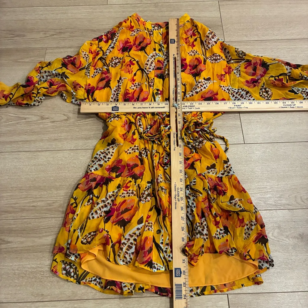ALC Women’s Jen Floral Silk Belted Flounce Dress Mini Yellow Size 8 - Image 4