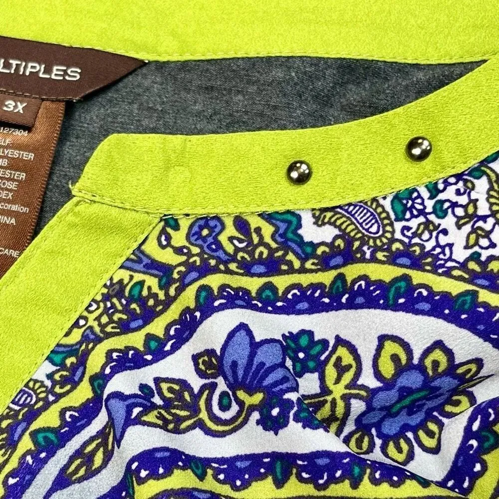 Multiples Paisley V-neck 3/4 Sleeve Blouse 3X - Image 12