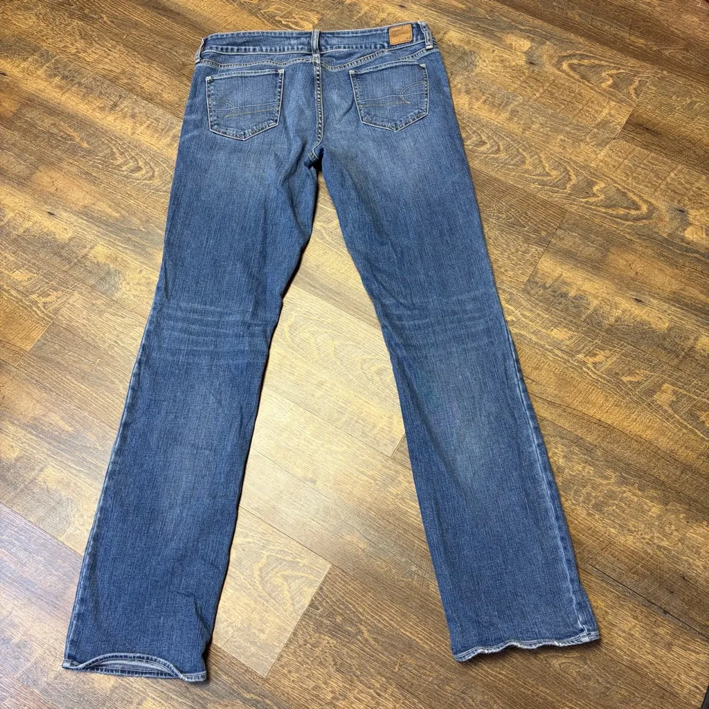 2011 American Eagle Straight Jeans Women’s 14 X-Long Stretch Blue Denim - Image 7