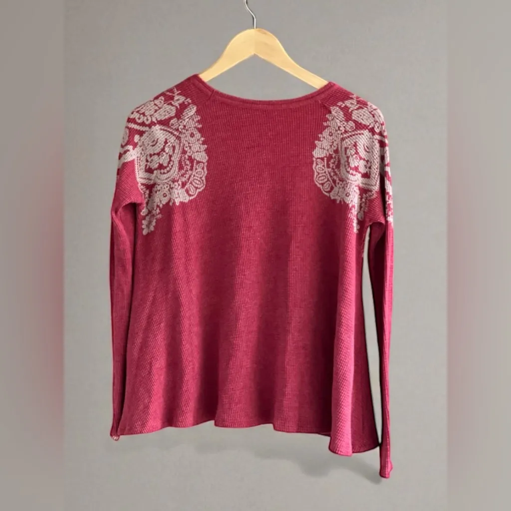 We The Free Waffle Knit Print Thermal Pullover Top - Image 13