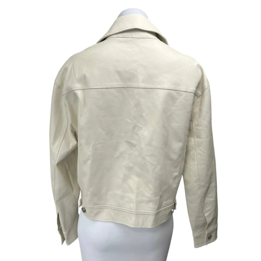 Aritzia Wilfred Faux Vegan Leather Gaze Women's Beige  Button Down Coat Jacket S - Image 2