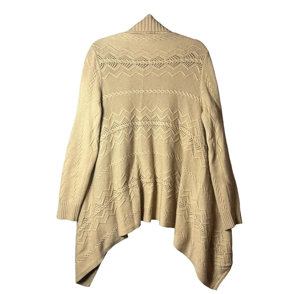 Jones New York Sweater Womens L Tan Angora Rabbit Lambs Wool Open Front Cardigan - Image 2