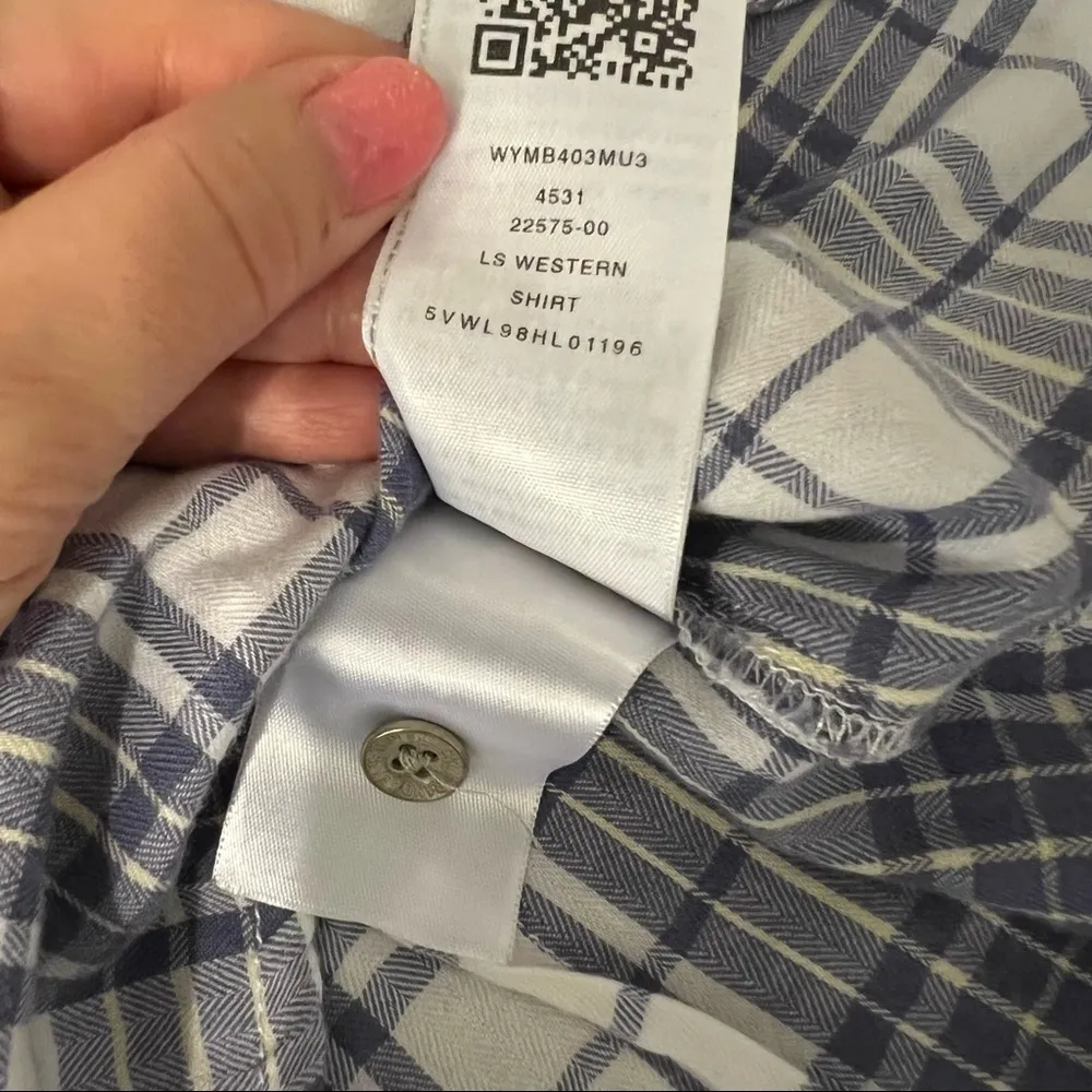 True religion Western women’s plaid button down cotton fitted shirt size S - Image 13