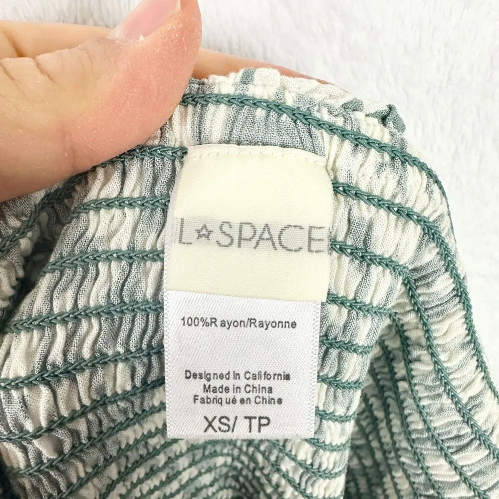 LSpace Paulina Strapless Jumpsuit Stone Steps Size XS Wide Leg Smocked Ruffle - Image 8