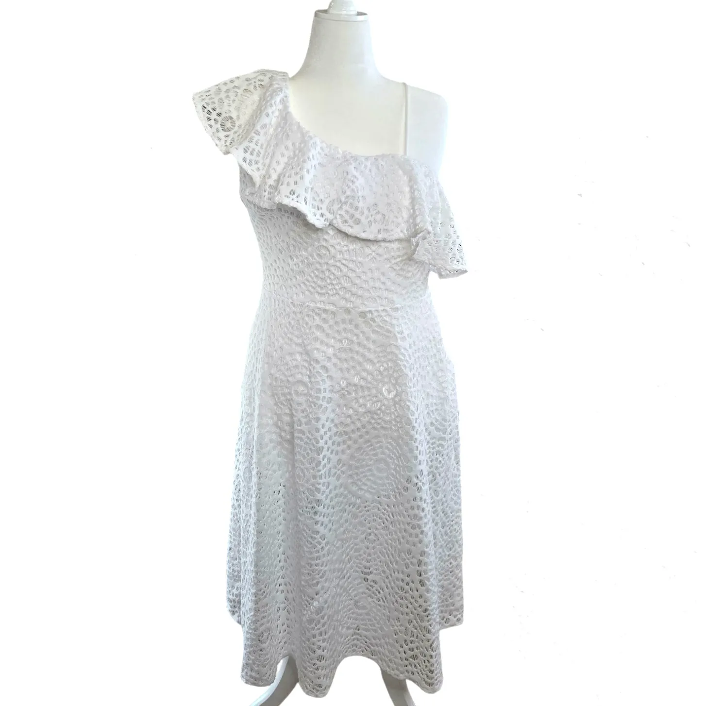 Lilly Pulitzer Callisto One Shoulder Resort White Terry Lace Midi Dress Size 12 - Image 3