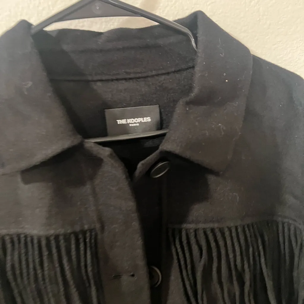 Black Fringe Women's Jacket by Kooples Size S - Image 5
