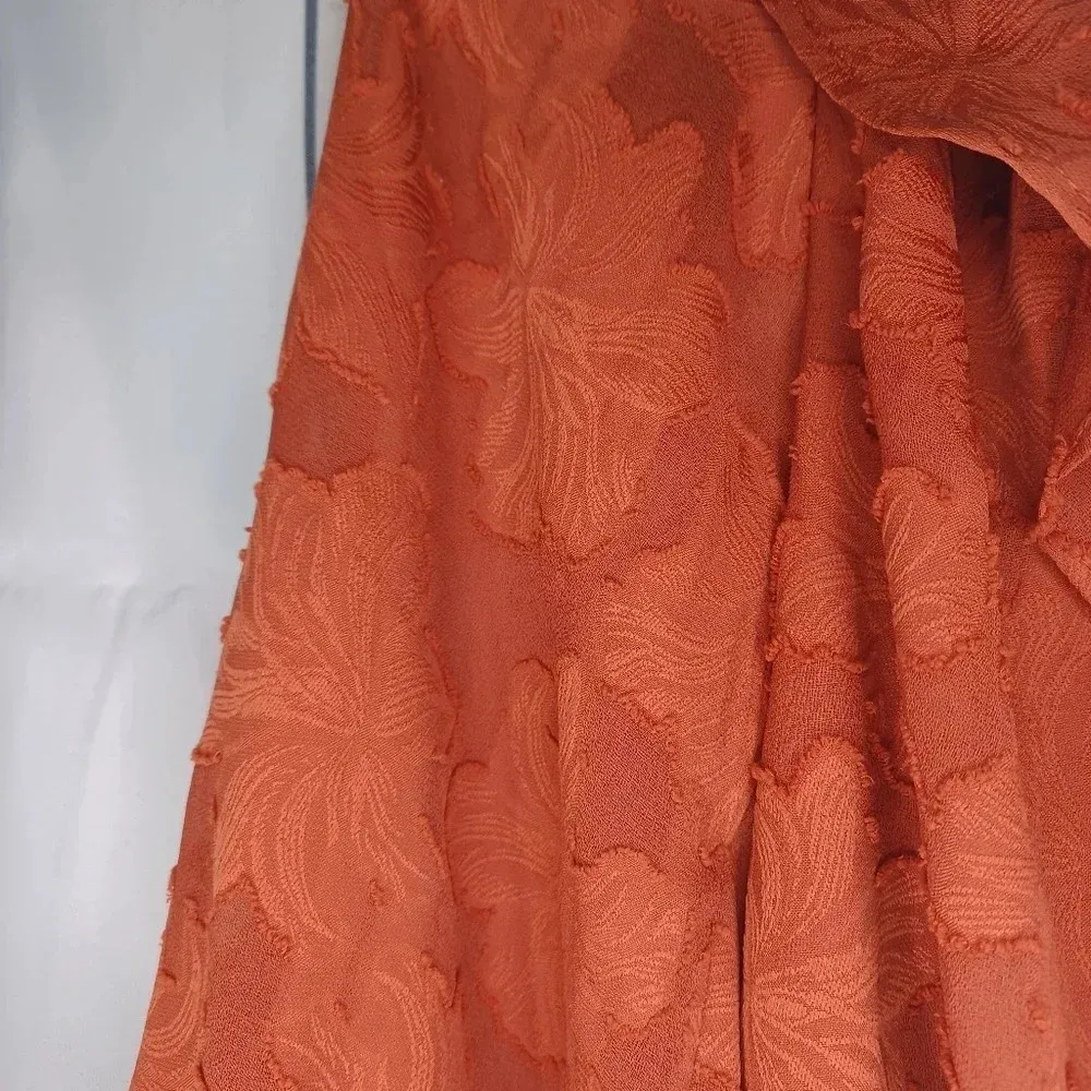 Anthropologie textured floral Ruffle boho blouse - Image 6