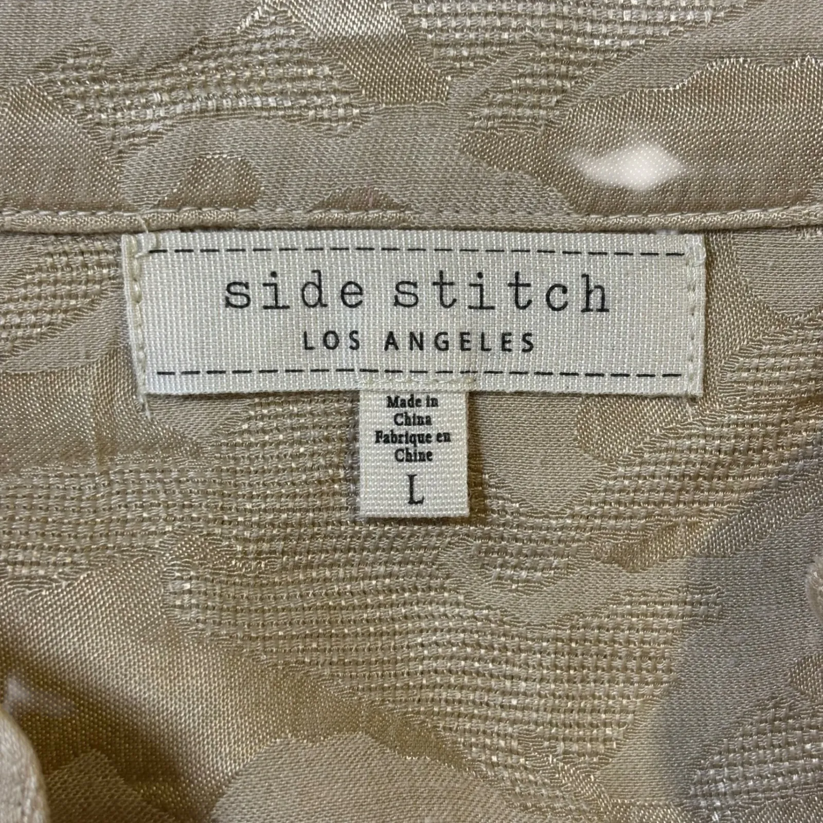 Side Stitch Los Angeles Womens Tan Camouflage Jacquard Button Down Shirt Size L Size L - Image 5