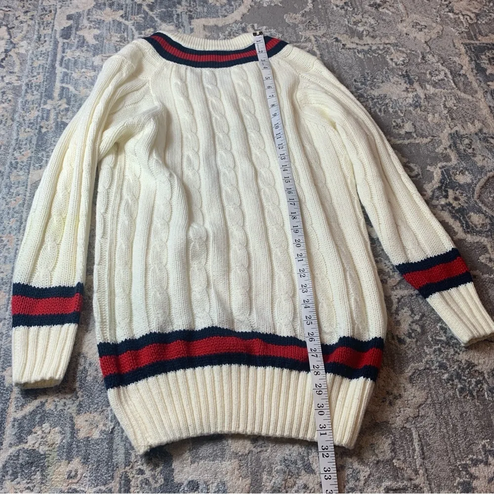 Oxford Cream Cable Knit Sweater Red Size M - Image 4