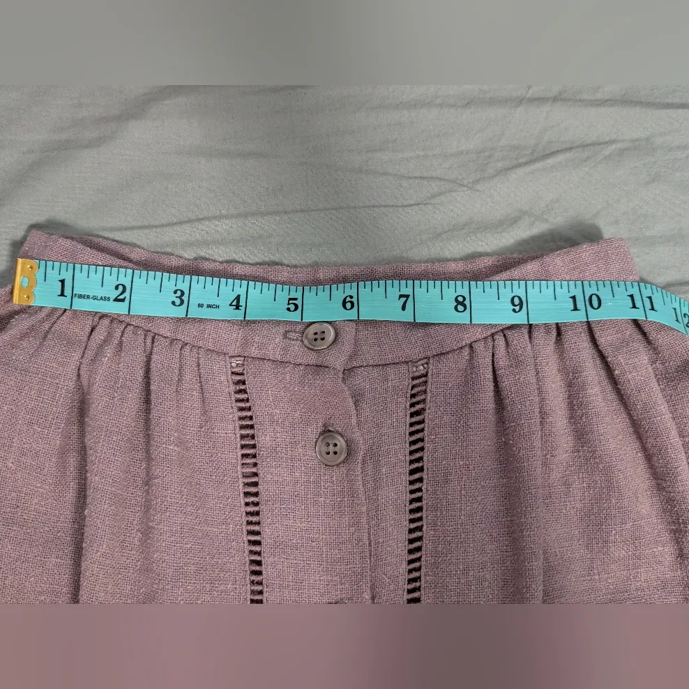 Vintage Ellen Tracy Cotton Eyelet A-Line Skirt W5/6 Tan - Image 7