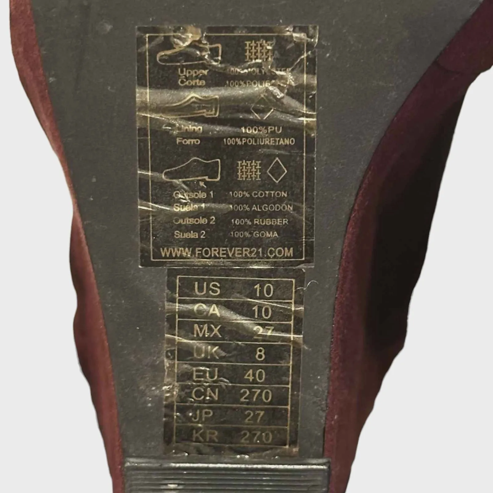 Forever 21 Burgundy Faux Suede Lace-Up Wedge Ankle Boots Women’s Size 10 - Image 9