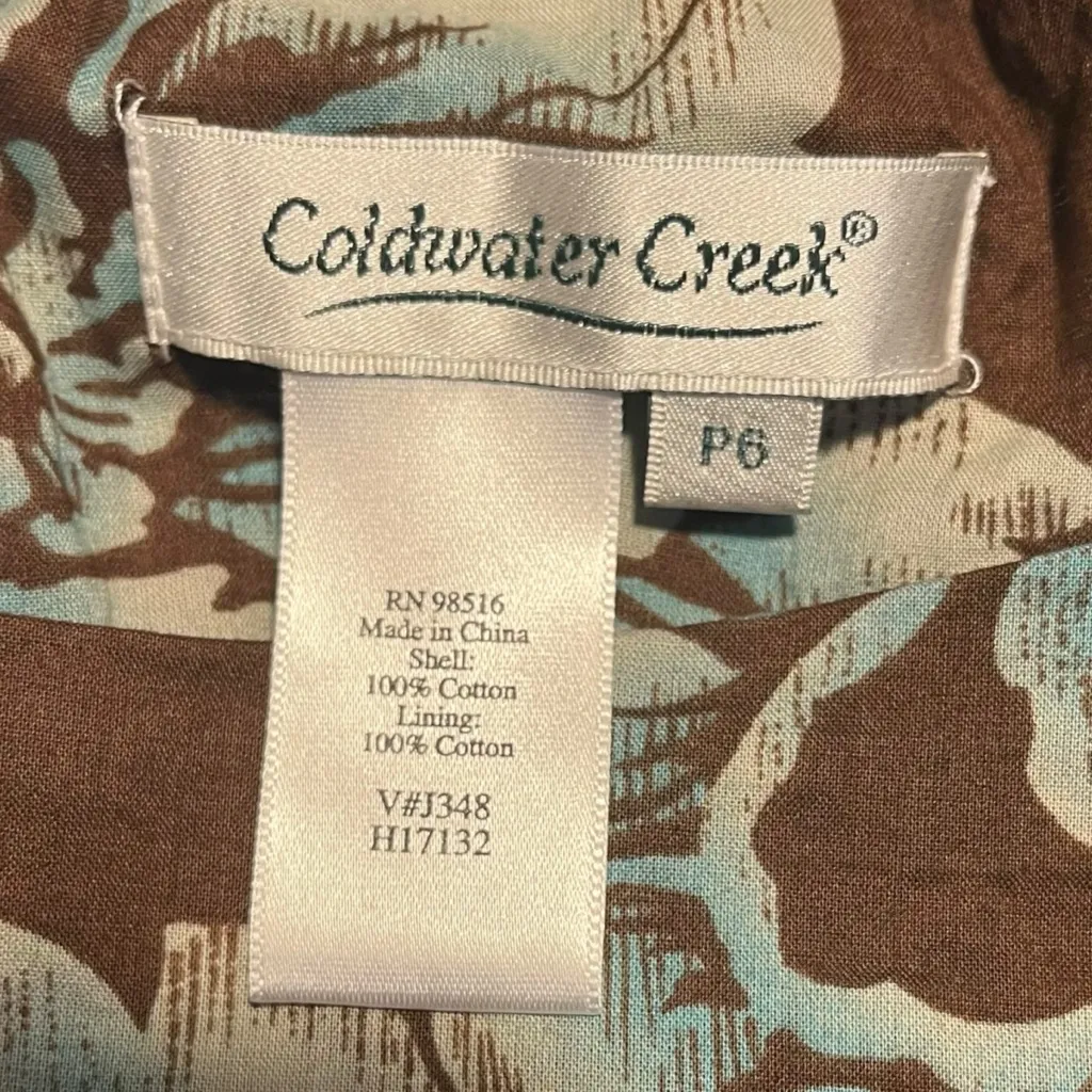 Coldwater Creek Flared Cotton Sequins Lined Skirt Women's 6P Cocoa Brown Blue - Image 8