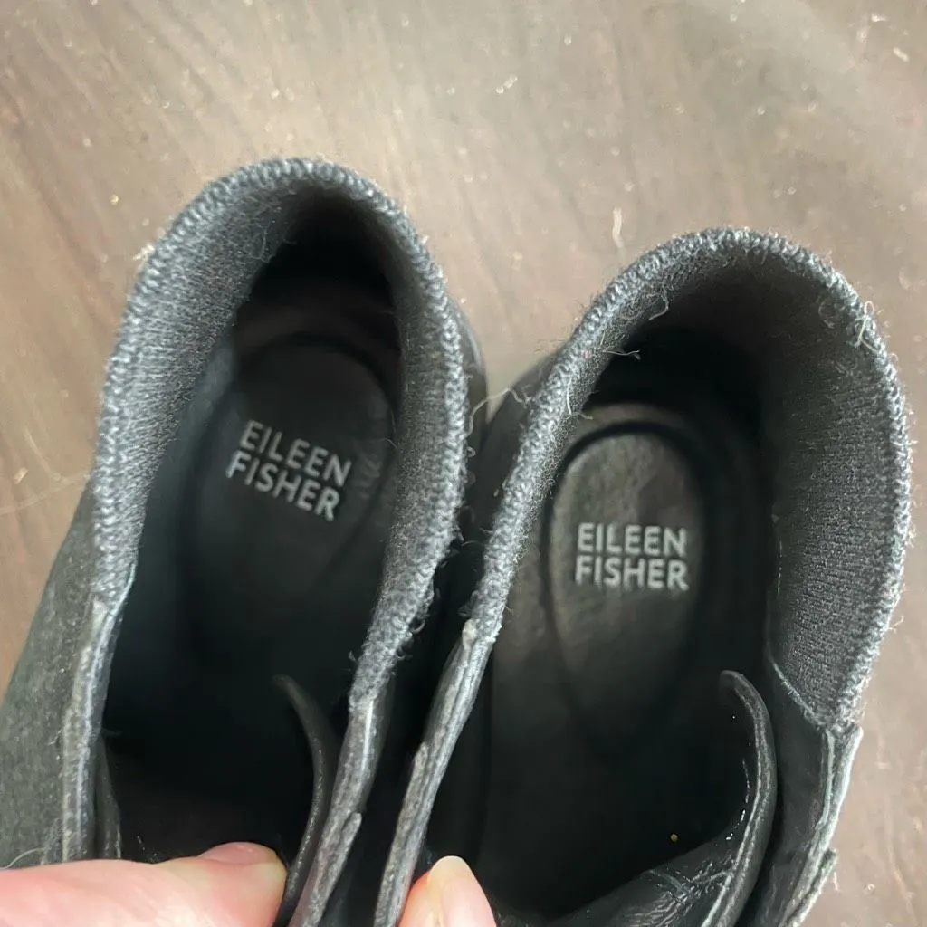 Eileen Fisher Gaze Tumbled Nubuck High-Top Sneaker Black 7 - Image 6
