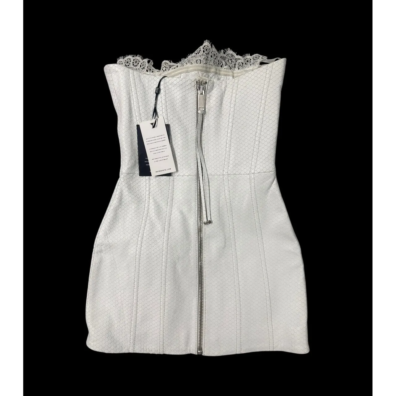 NWT Retrofete AMBERLY LEATHER Mini DRESS in Optic White Sz XS $698 - Image 6