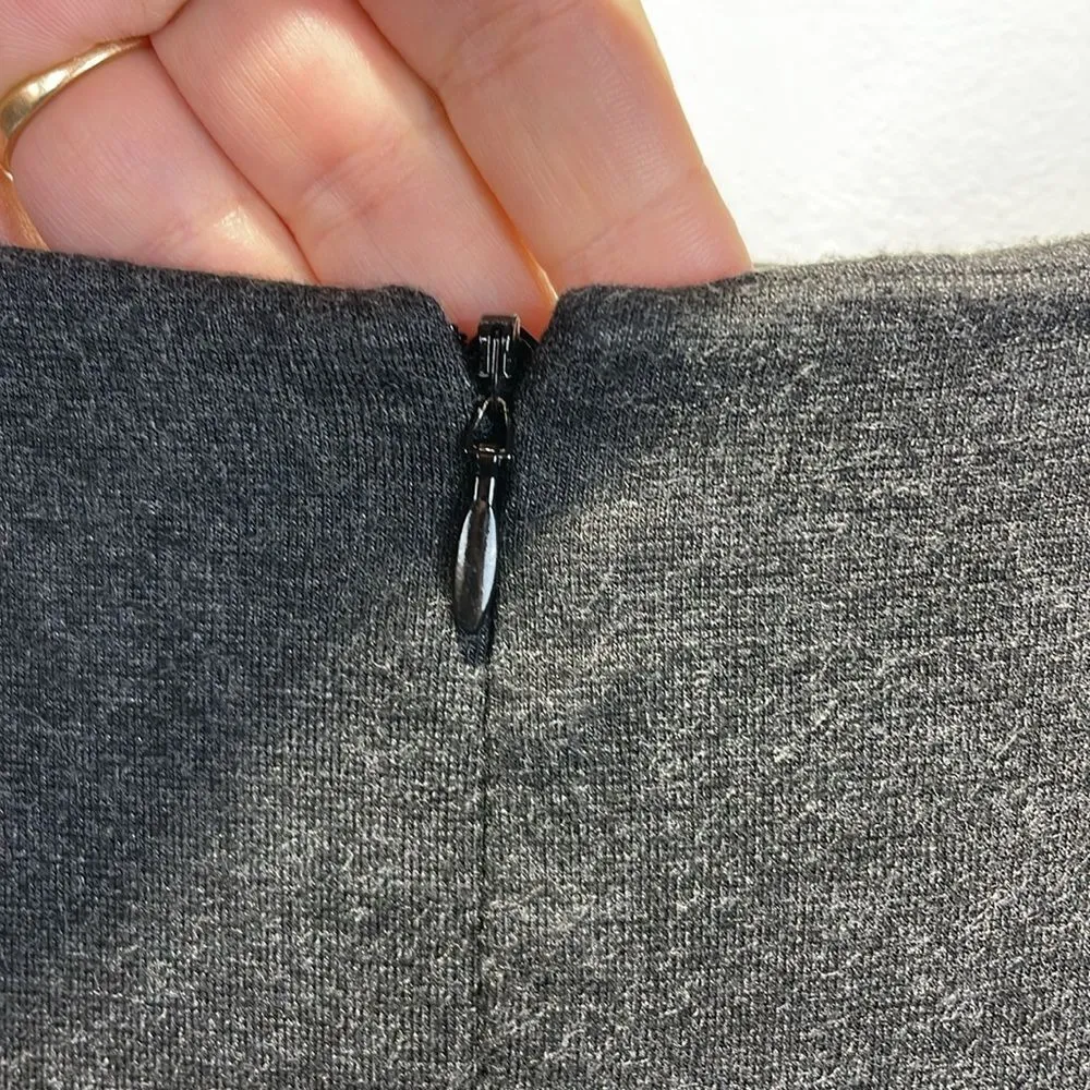 Trina Turk Women’s Charcoal Gray Heather Pleated Front 3/4 Sleeve Dress Size 12 - Image 5