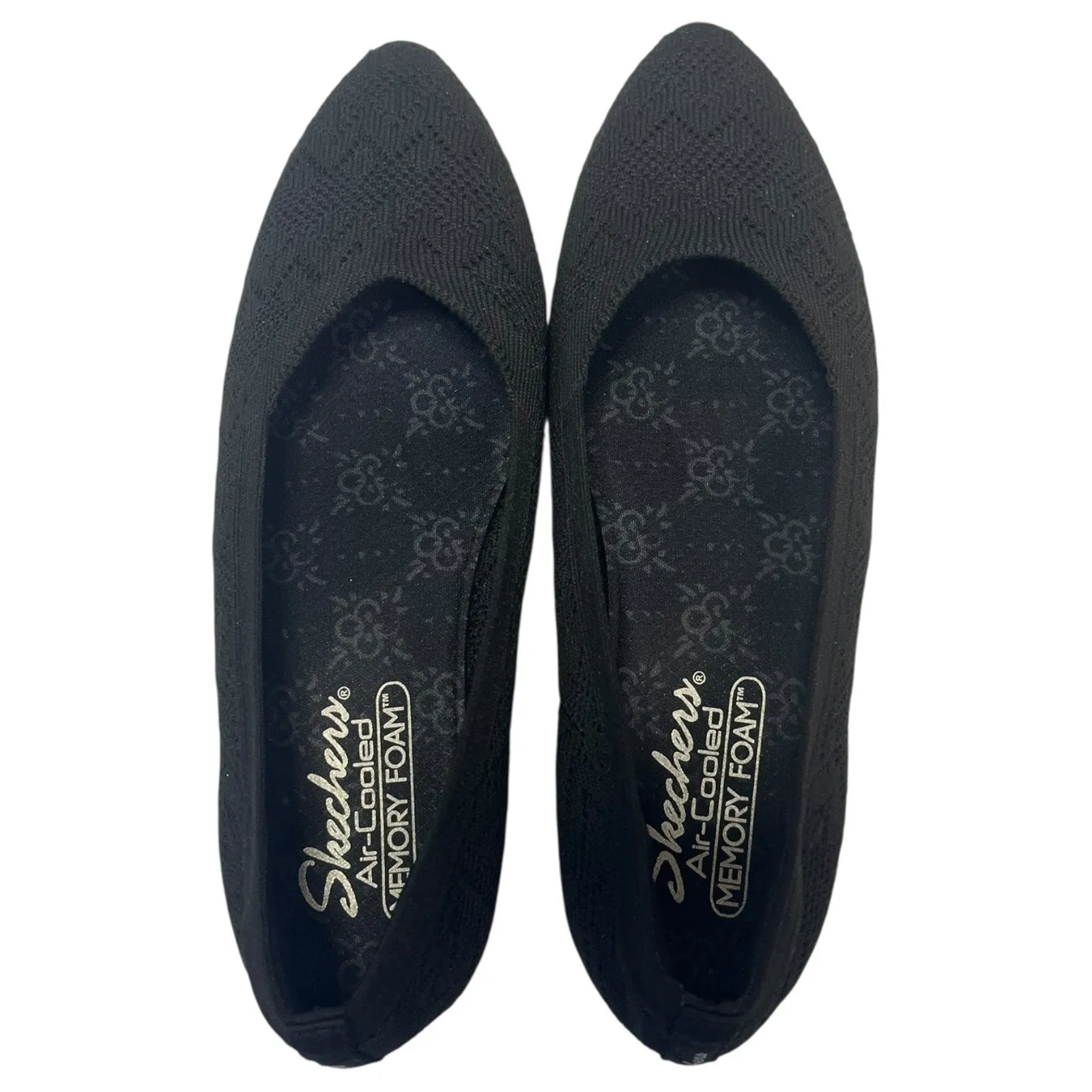 Skechers Shoes Womens 8.5 Black Wedge Slip On Knit Memory Foam Comfort Flats - Image 8