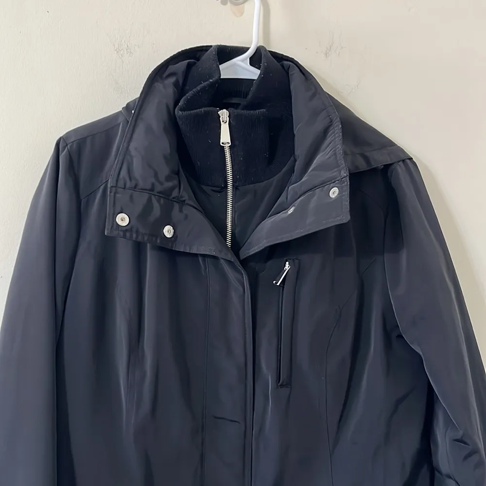 London Fog Black 2-Layer Mid Thigh Length Winter Coat Size Large - Image 2