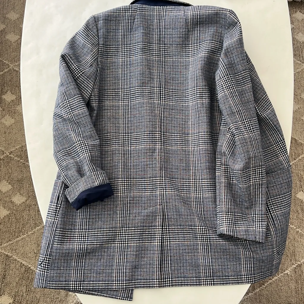 NWT Madewell Dorset Blazer in Navy Blue Glen Plaid XXS $163 - Image 4