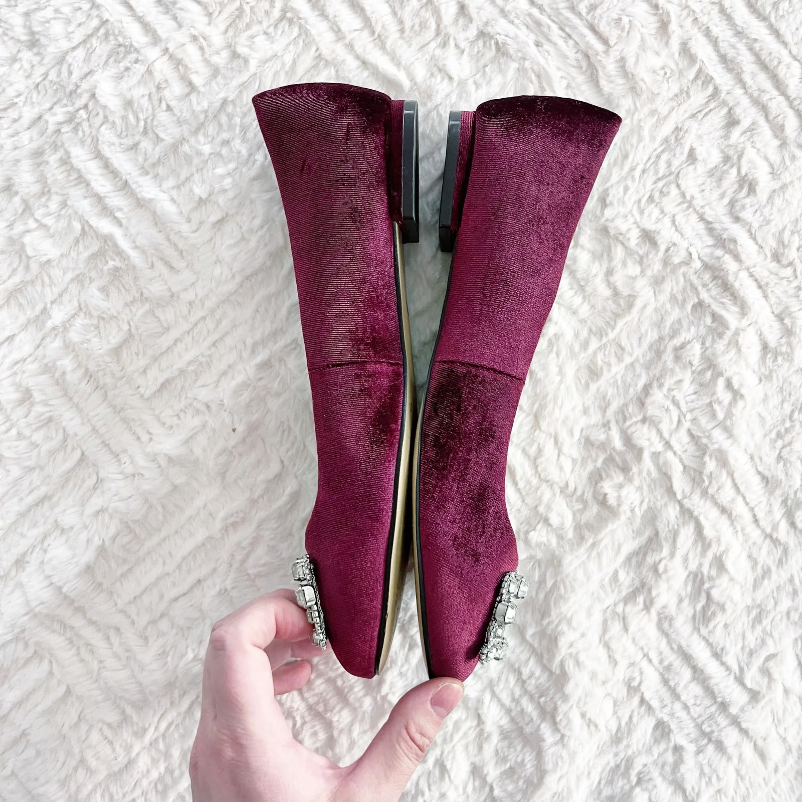 Sole Society Pamella Velvet Ballet Flats with Rhinestones - Image 4