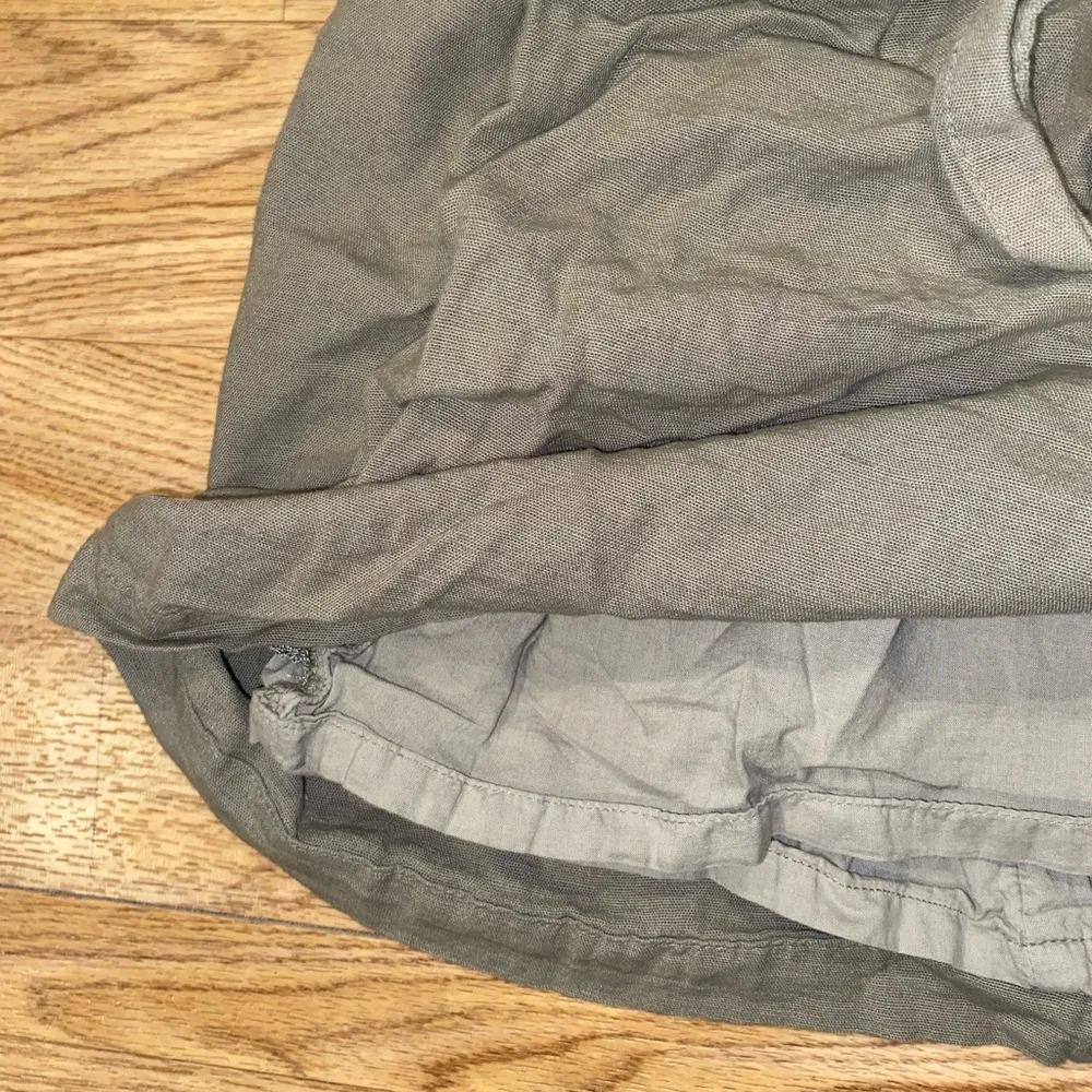 army green linen blend paper bag style mini skirt - Image 3